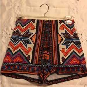 High waisted print shorts